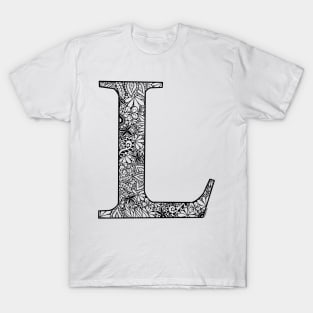 Floral  Letter Capital L T-Shirt